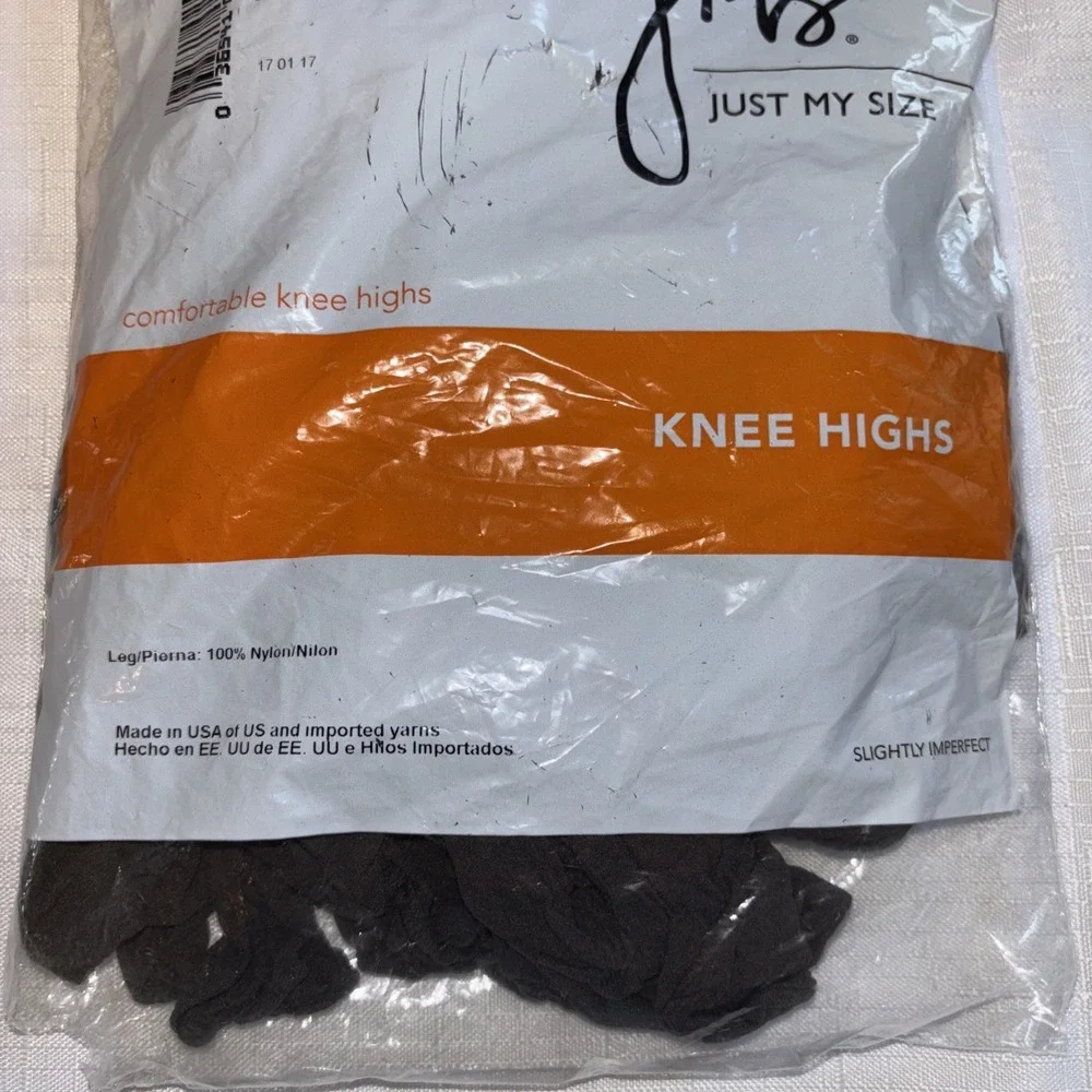 Vintage Just My Size Knee Highs Leggs Pantyhose 12 Pr Size QT Off Black 74 NEW